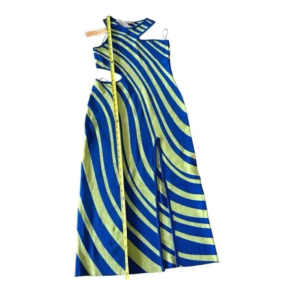 PAOLA BERNARDI Stela Striped Sleeveless Midi Cutout Dress Sz L NWT - Picture 5 of 8